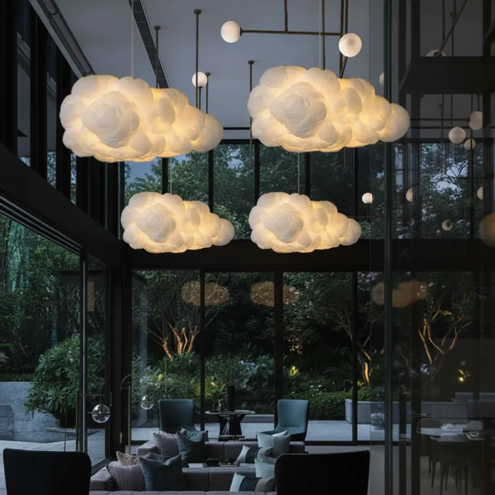 Éclairage LED Haute Luminosité Suspension Luminaire – Nuage Blanc érien en Plastique, Design Contemporain pour Intérieur