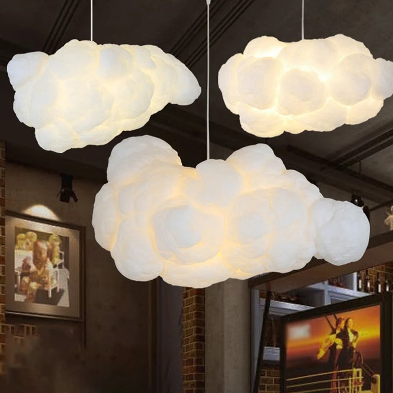 Éclairage LED Haute Luminosité Suspension Luminaire – Nuage Blanc érien en Plastique, Design Contemporain pour Intérieur