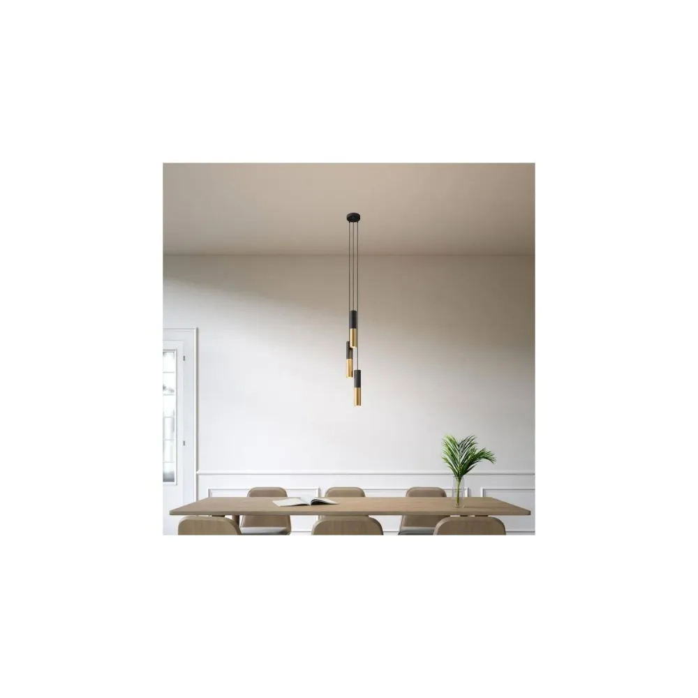 Éclairage LED Haute Luminosité Suspension en métal à trois lampes Creative Cables avec éclairage LED.