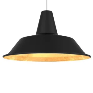 DUNA Suspension, 1XE27, max 42W, métal, noir mat/feuille d'or, D.45cm avec fixation réglable