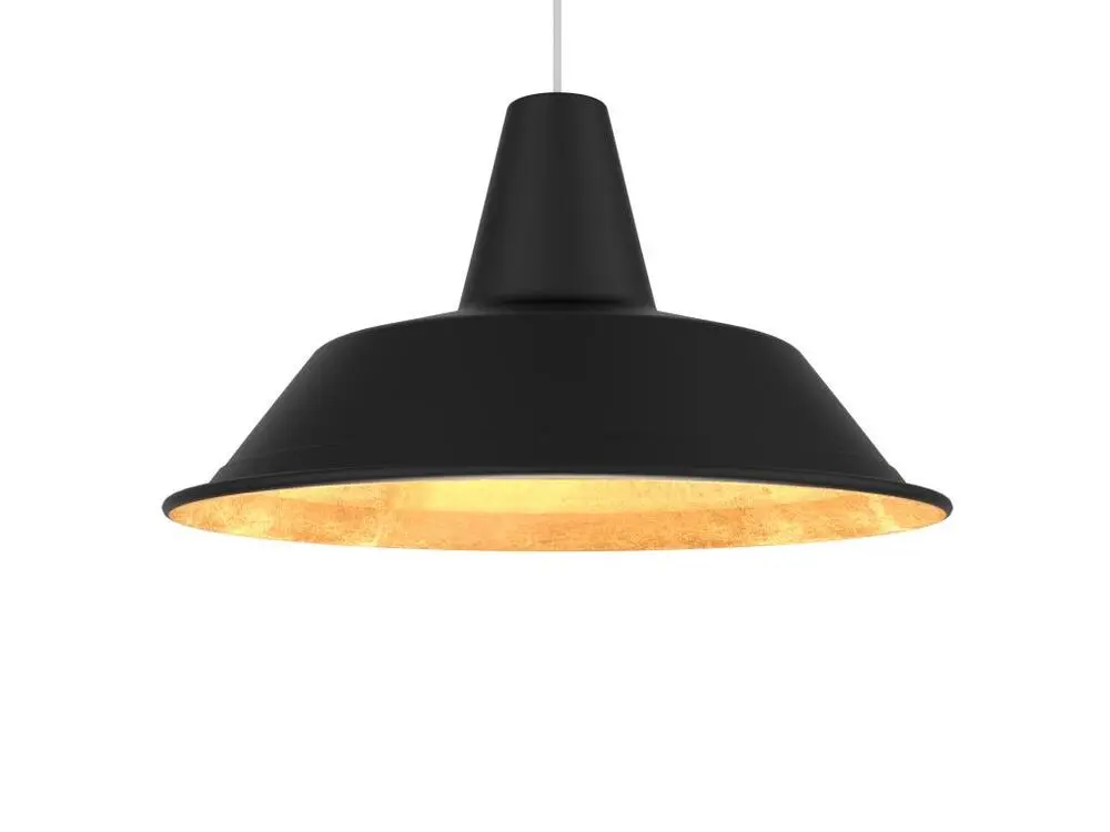 DUNA Suspension, 1XE27, max 42W, métal, noir mat/feuille d'or, D.45cm avec fixation réglable