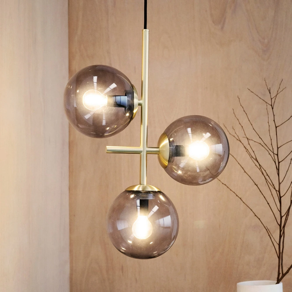 Dyberg Larsen Como suspension, 3 lampes, laiton (Carré 30x30cm)