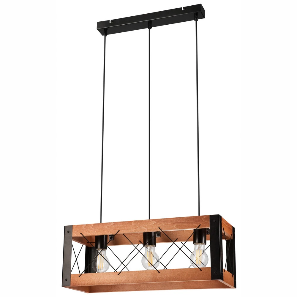 Envostar Lee suspension bois/noir à 3 lampes IP44 pour salle de bain