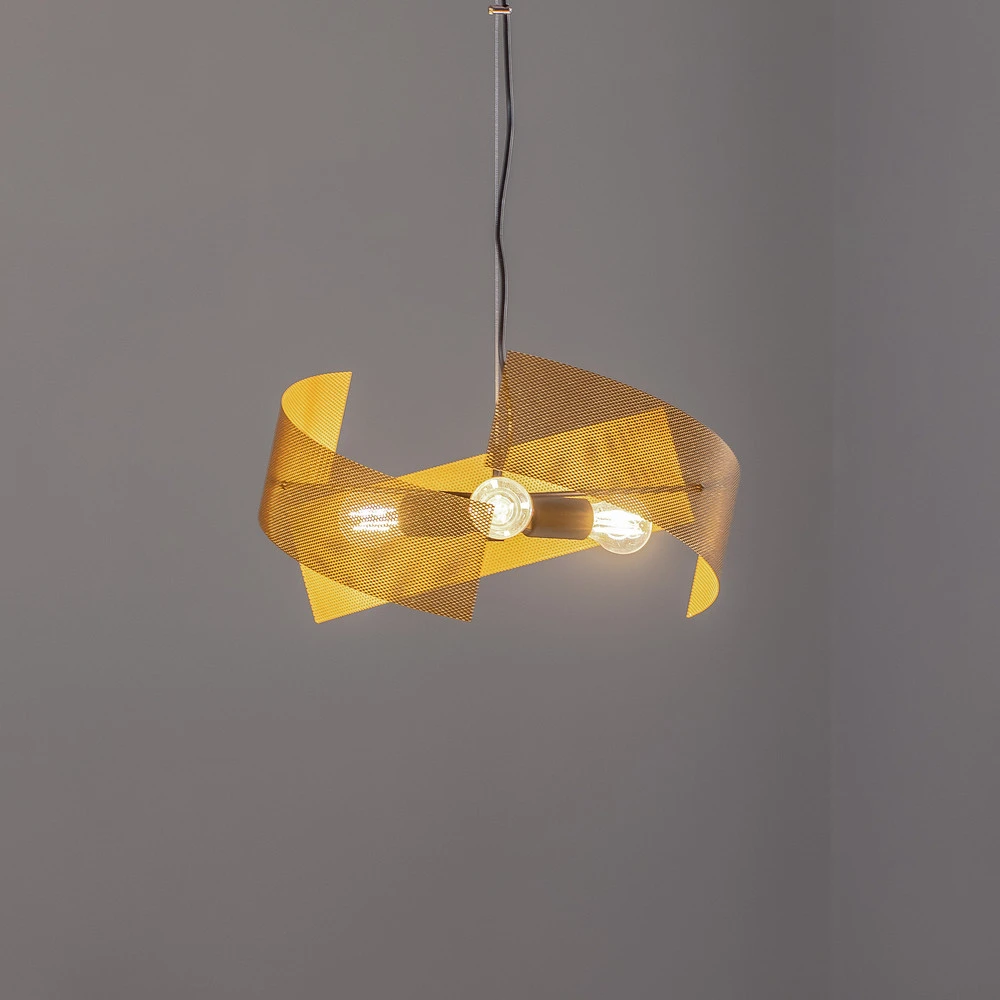 Euluna suspension Moira, doré, Ø 50 cm, à 3 lampes à fixation clip