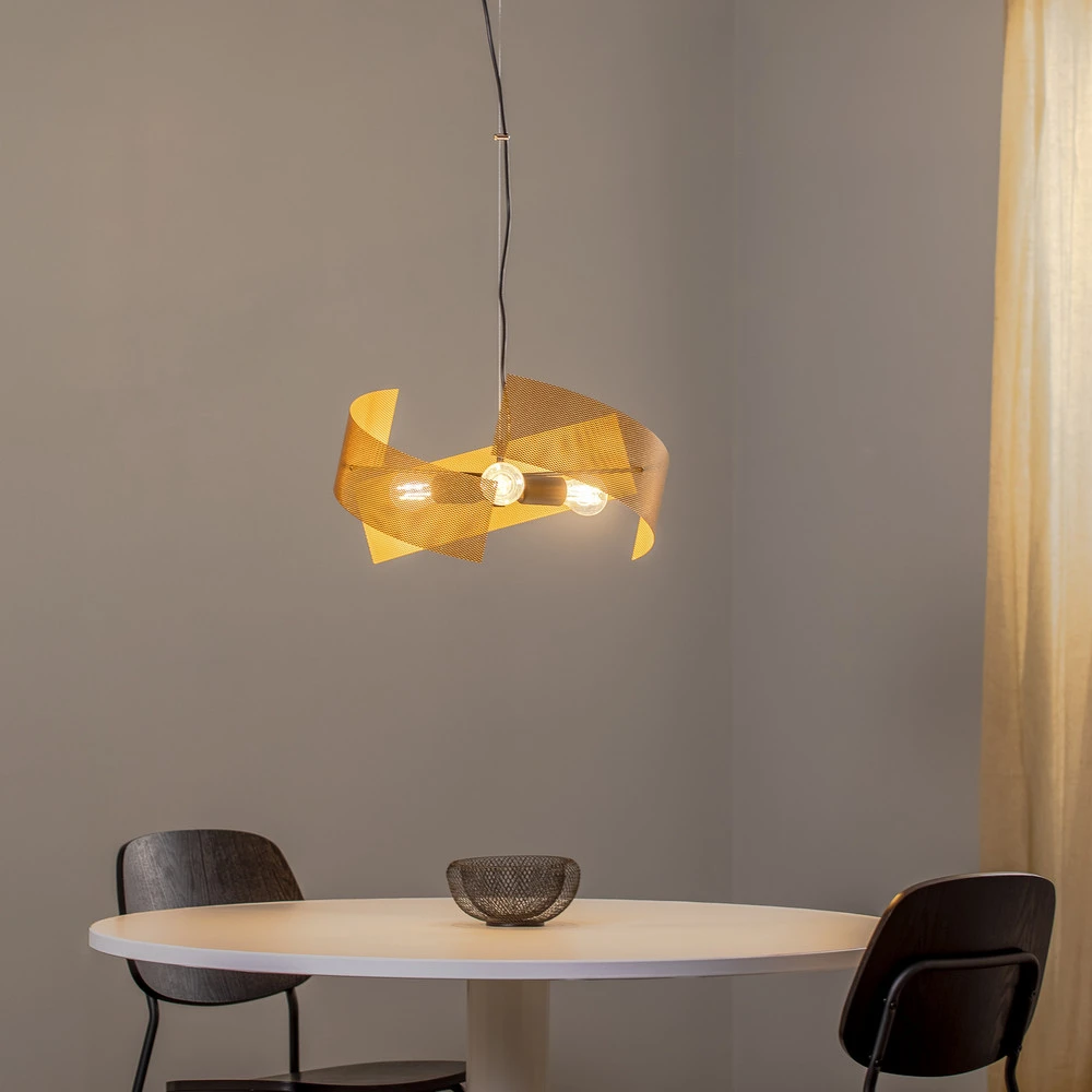 Euluna suspension Moira, doré, Ø 50 cm, à 3 lampes à fixation clip