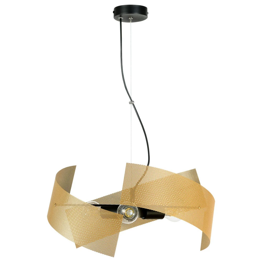 Euluna suspension Moira, doré, Ø 50 cm, à 3 lampes à fixation clip