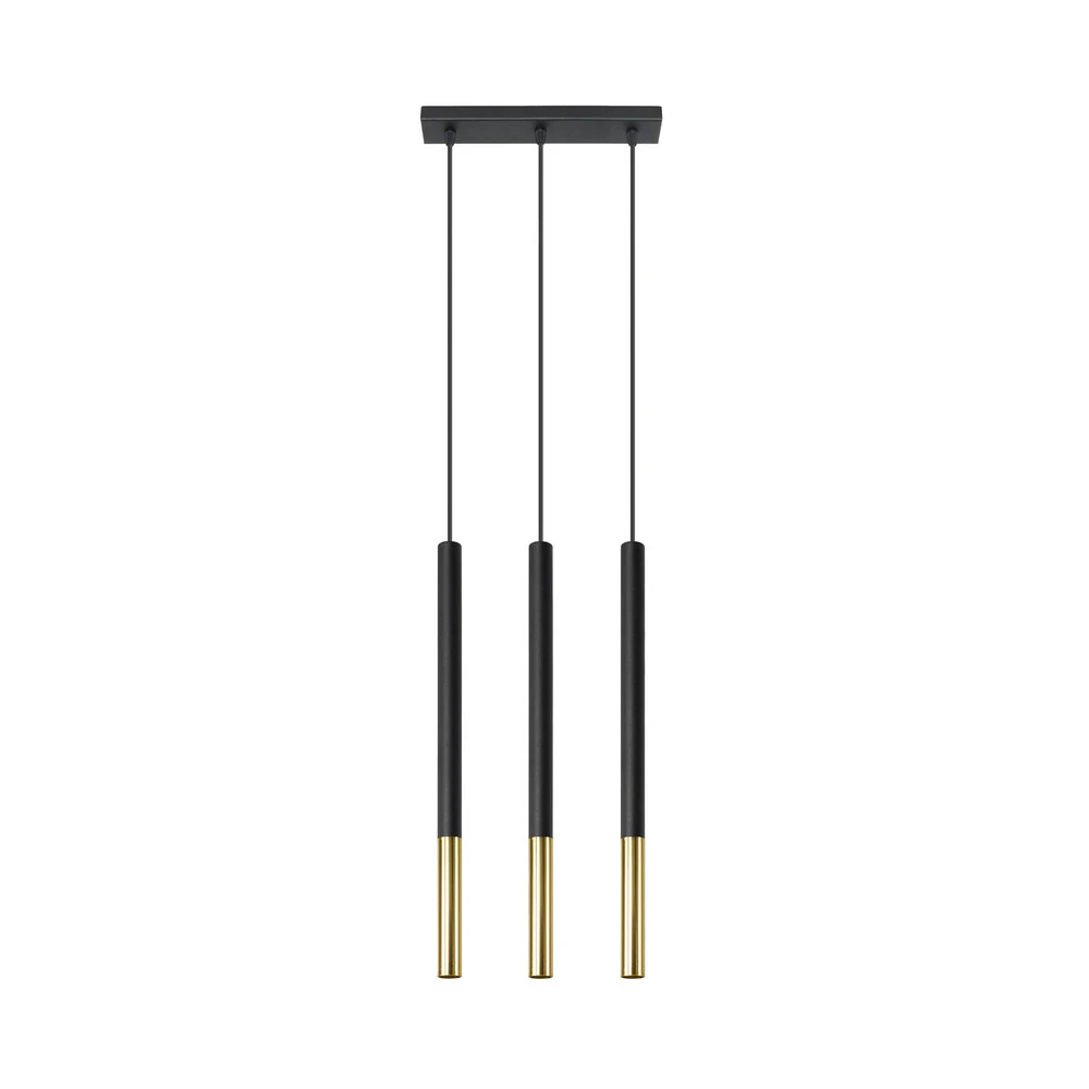 Euluna Thalassa suspension x3 G9 noir/doré prolongé pour plafonds suspendus