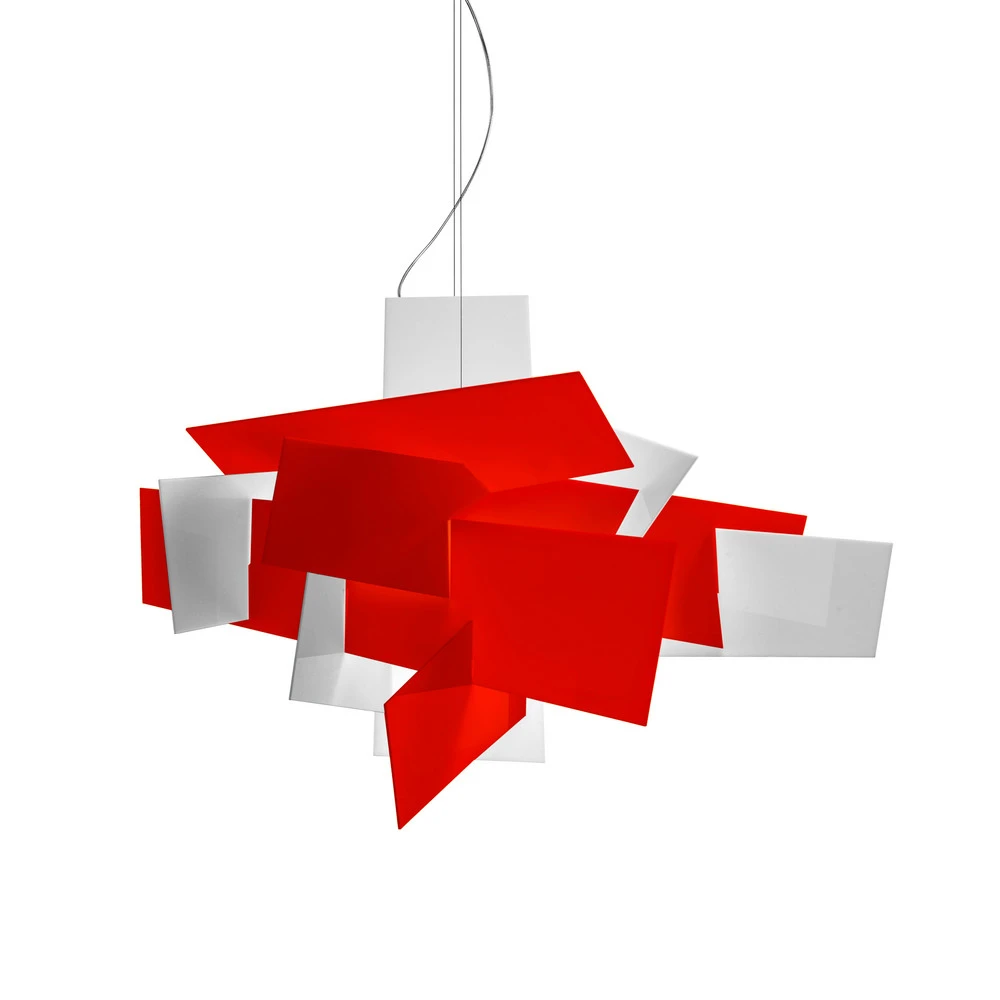 Foscarini Big Bang LED suspension, rouge, Ø 130cm en acrylique dépoli