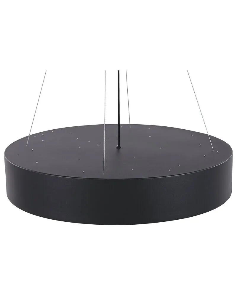 Lampe à LED suspendue noire en métal BALILI avec diffuseur opale