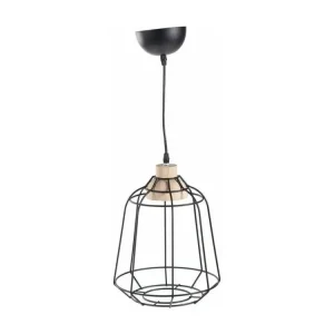 Lampe de plafond en métal et bois 26x26x31.5/120h à fixation clip