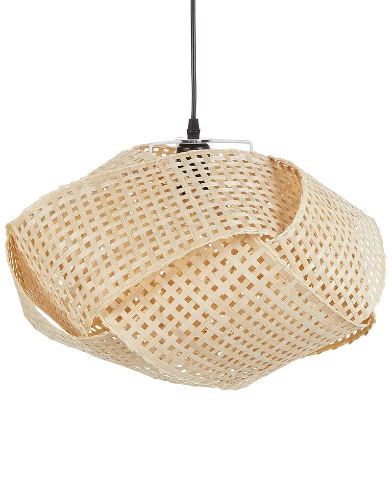 Lampe suspendue en bambou naturel HALIL avec fixation réglable