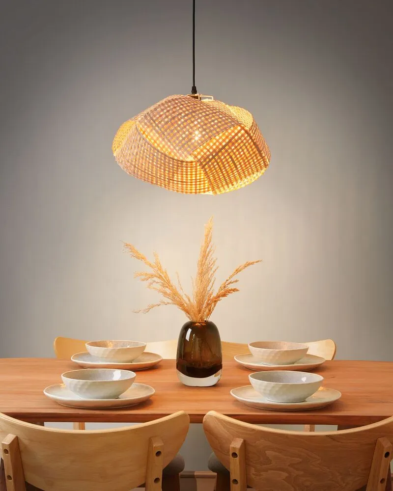 Lampe suspendue en bambou naturel HALIL avec fixation réglable