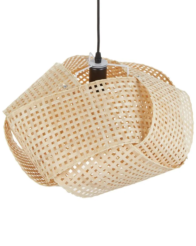 Lampe suspendue en bambou naturel HALIL avec fixation réglable