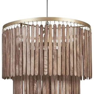 Lampe suspendue en bois de manguier obscur KAVERI