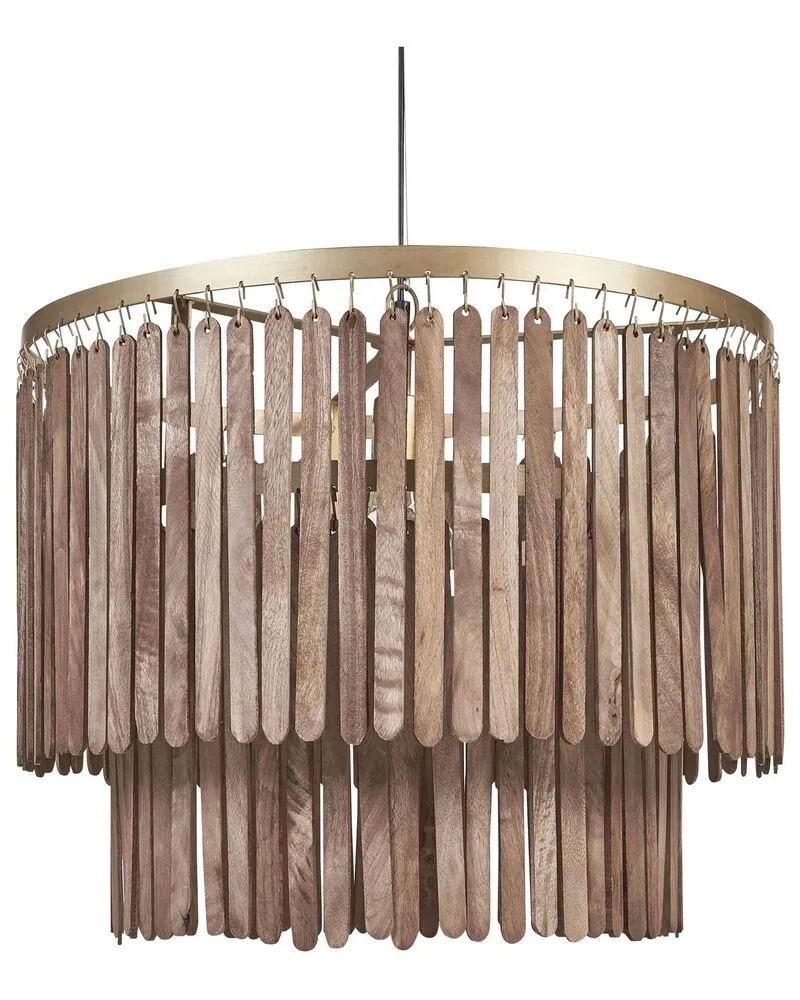 Lampe suspendue en bois de manguier obscur KAVERI