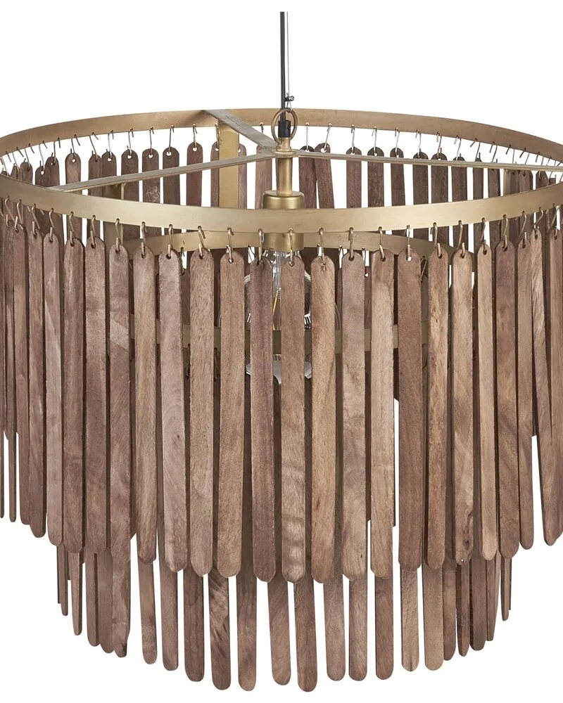 Lampe suspendue en bois de manguier obscur KAVERI