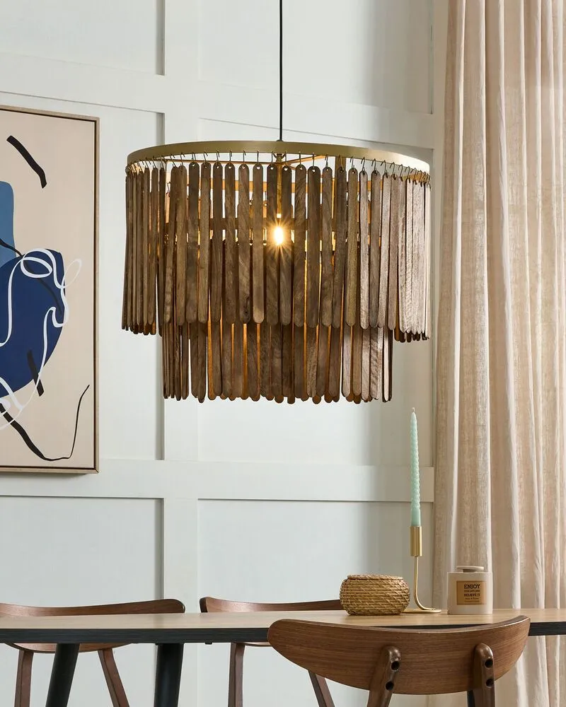 Lampe suspendue en bois de manguier obscur KAVERI