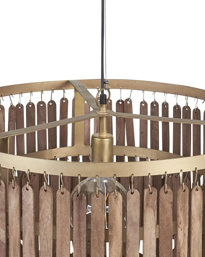 Lampe suspendue en bois de manguier obscur KAVERI
