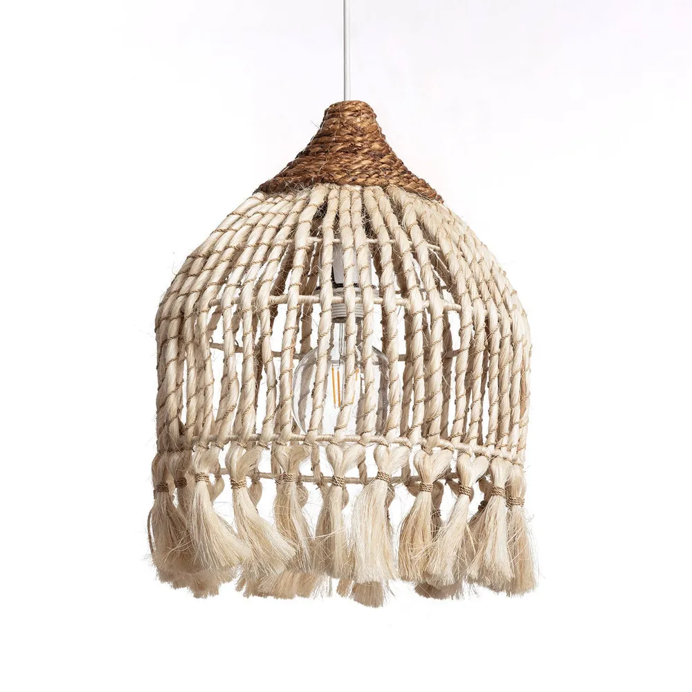 Lampe suspendue Kempo Buki ILUZZIA en rotin et fibres de ramie en acrylique dépoli
