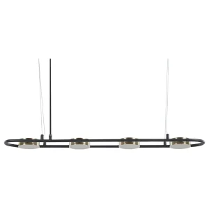 Lampe suspendue à 4 LED en métal noir et laiton MALI | Garantie 2 Ans