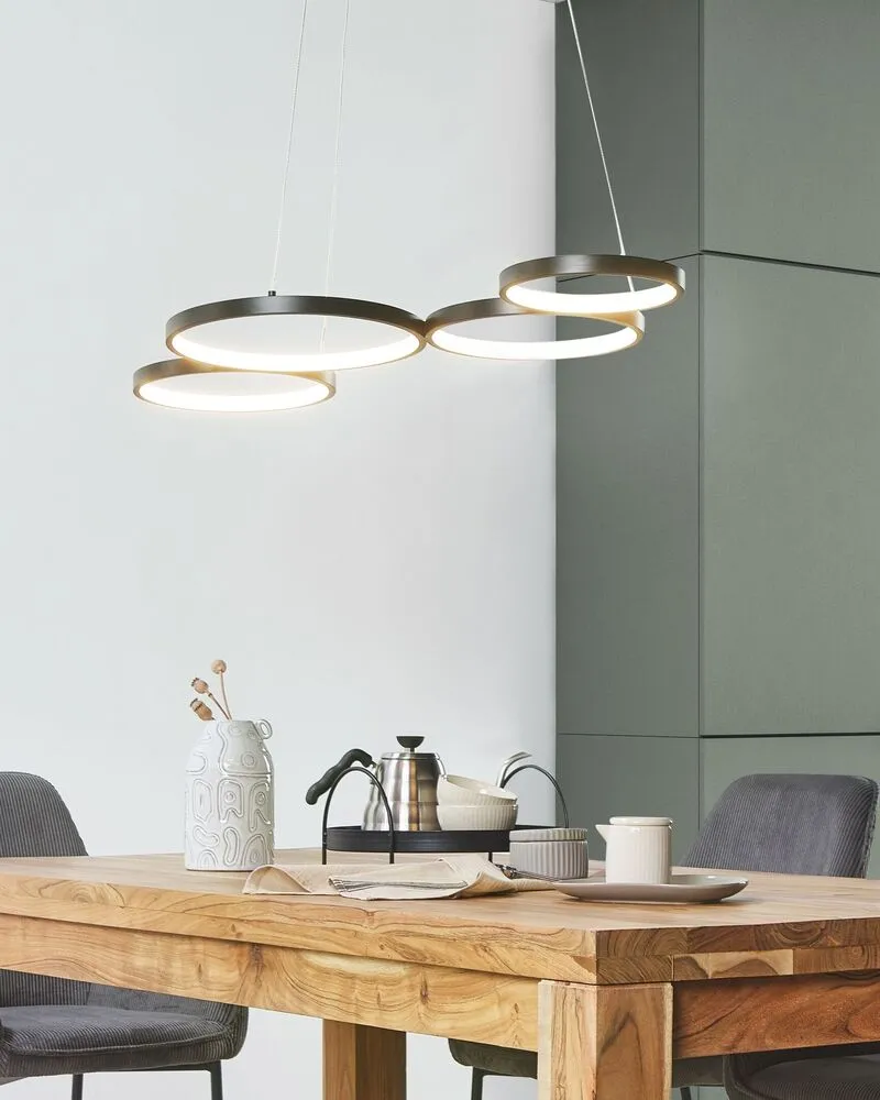 Lampe suspendue en métal noir PIBOR avec LED intégrée non remplaçable
