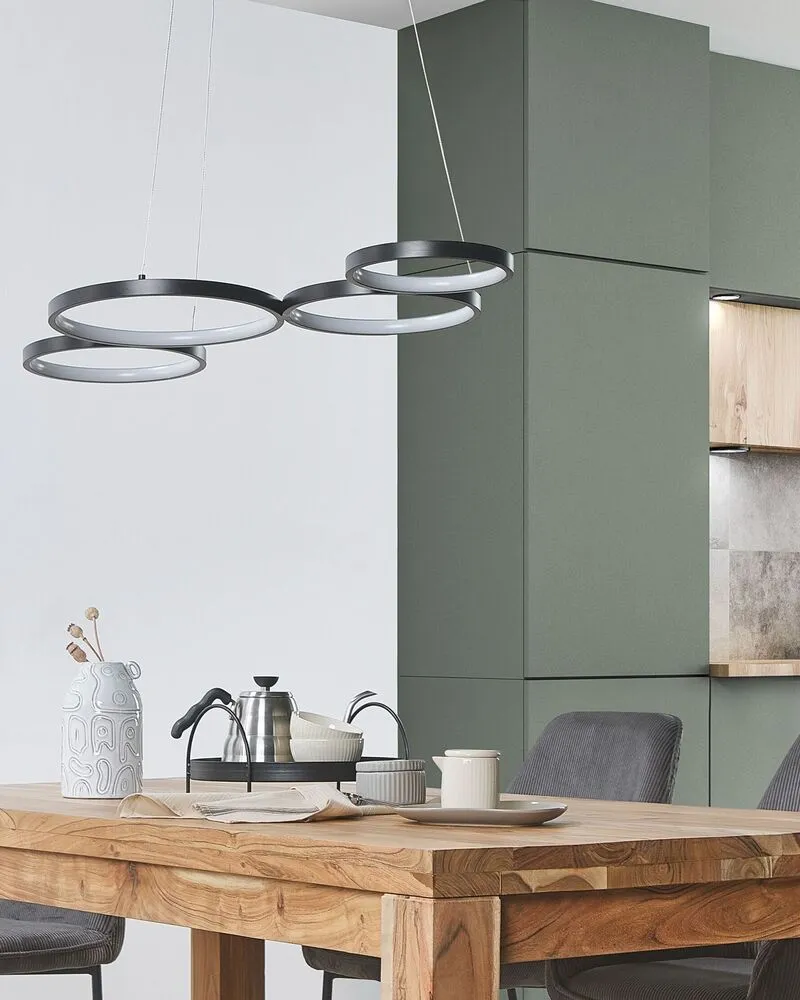 Lampe suspendue en métal noir PIBOR avec LED intégrée non remplaçable