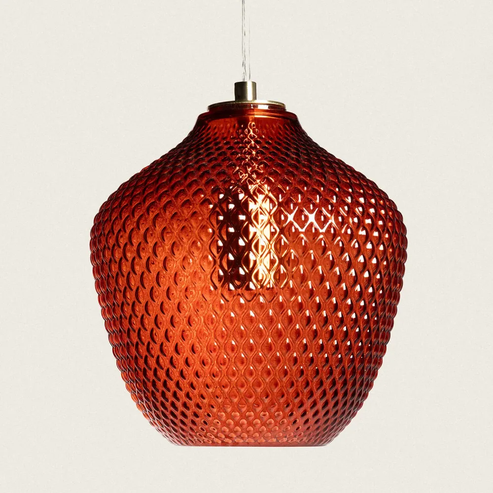 Lampe suspendue en métal et verre, modèle Oradea avec LED intégrée non remplaçable