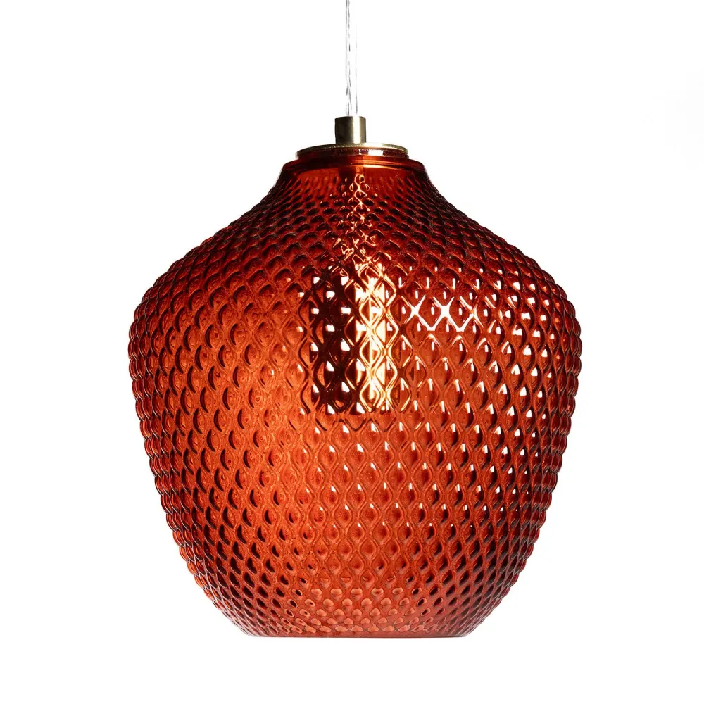 Lampe suspendue en métal et verre, modèle Oradea avec LED intégrée non remplaçable