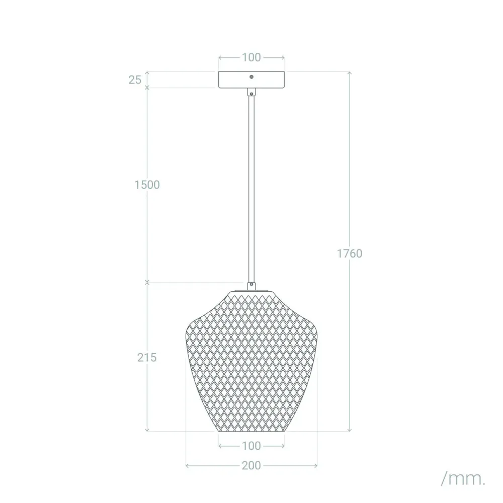 Lampe suspendue en métal et verre, modèle Oradea avec LED intégrée non remplaçable