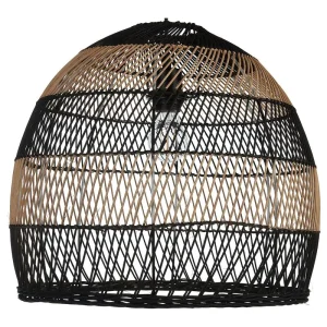 Lampe suspendue en rotin chamois naturel et noir BUMI