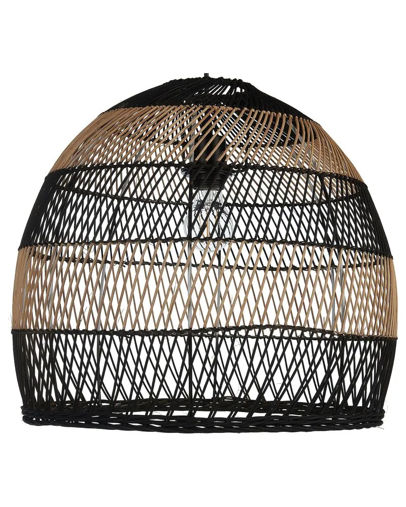 Lampe suspendue en rotin chamois naturel et noir BUMI