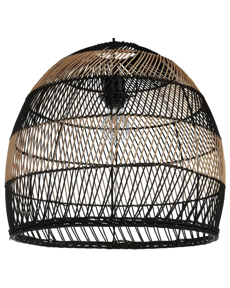 Lampe suspendue en rotin chamois naturel et noir BUMI