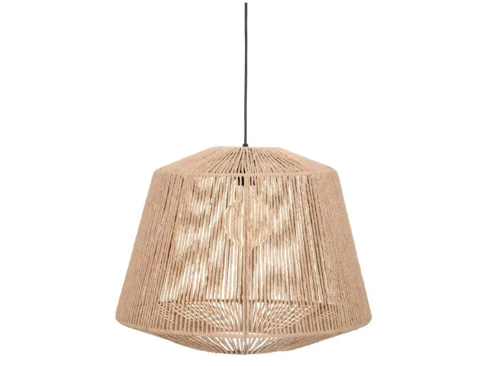 Lampe suspendue, Suspension luminaire coloris chamois et métal noir - D. 48 x H. 38 cm