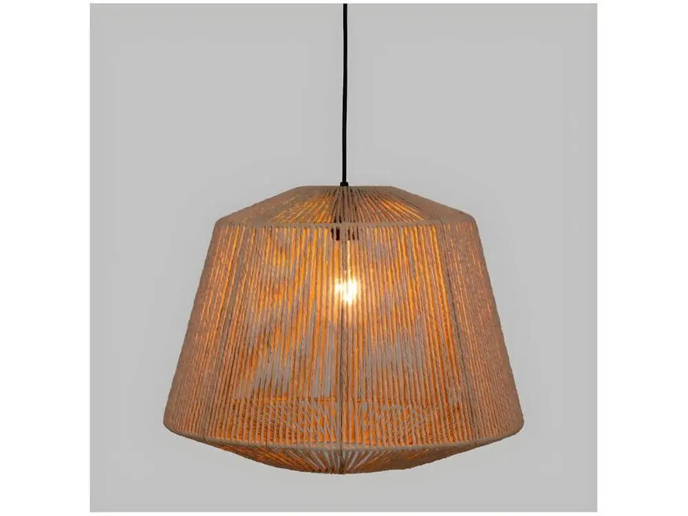 Lampe suspendue, Suspension luminaire coloris chamois et métal noir - D. 48 x H. 38 cm