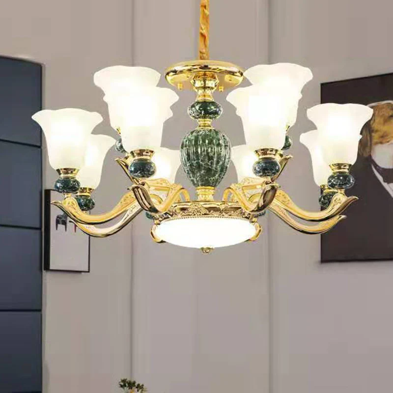 Lampe suspendue en verre dépoli Morning Glory, lustre minimal pour salon - Installation Facile