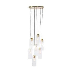 Lampe à suspension Art Déco dorée avec verre 7 lumières - Laura avec LED intégrée non remplaçable