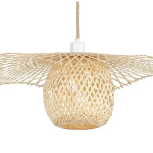 Lampe suspension en bambou bois manifeste BONITO avec LED intégrée non remplaçable
