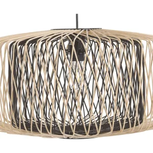 Lampe suspension en bambou manifeste et métal noir JAVARI