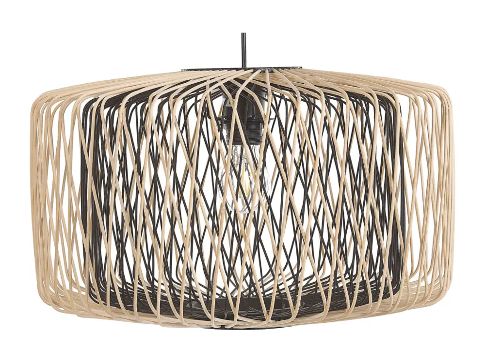 Lampe suspension en bambou manifeste et métal noir JAVARI