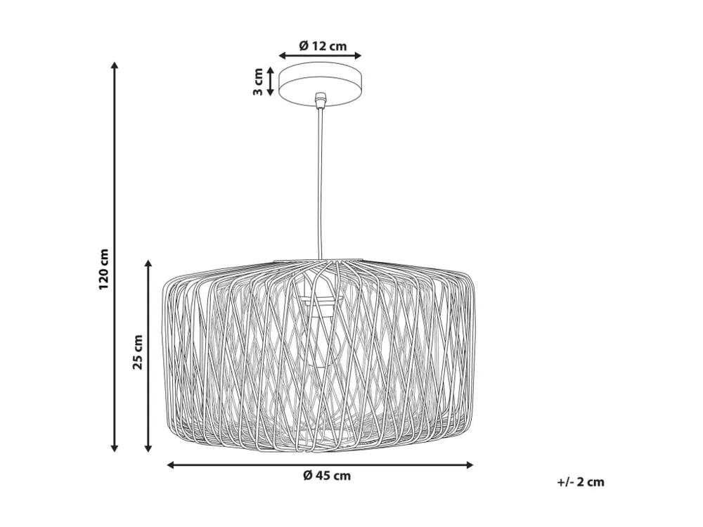 Lampe suspension en bambou manifeste et métal noir JAVARI