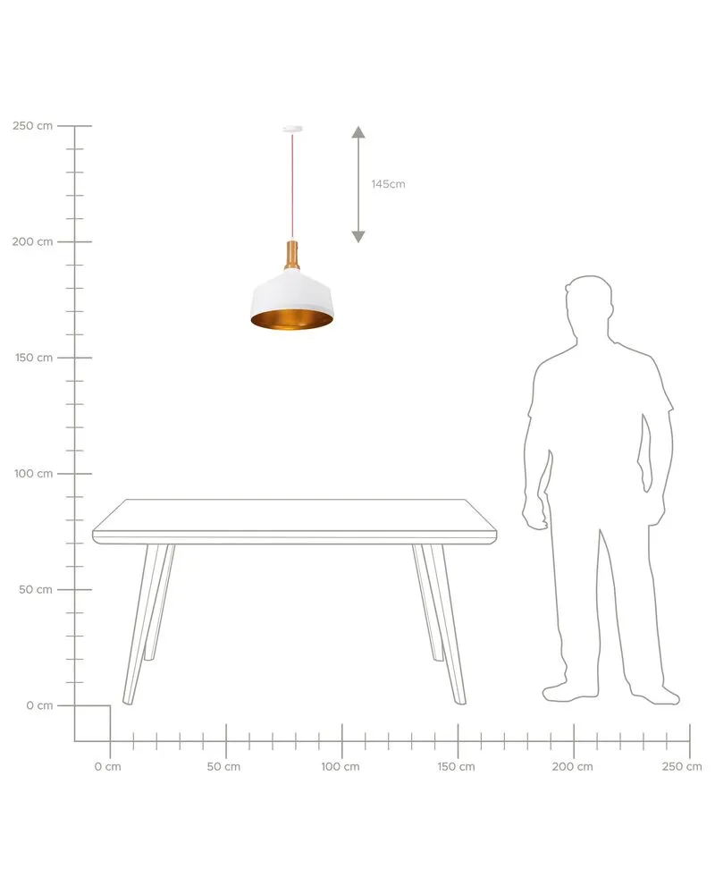 Lampe suspension blanc et doré SEPIK avec fixation réglable