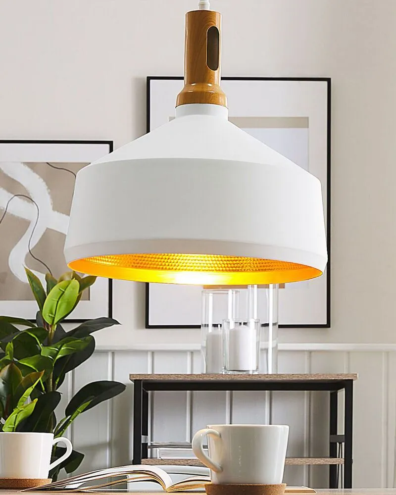 Lampe suspension blanc et doré SEPIK avec fixation réglable