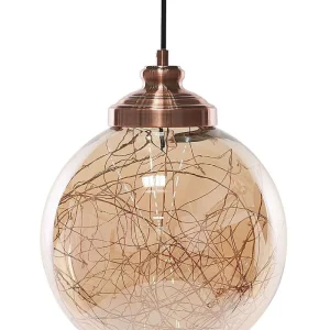 Lampe suspension boule cuivrée BENI petite IP44 pour salle de bain