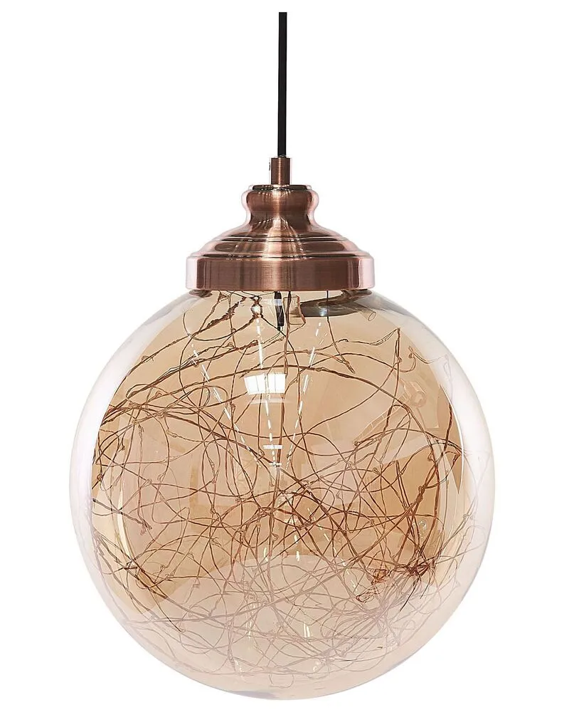 Lampe suspension boule cuivrée BENI petite IP44 pour salle de bain