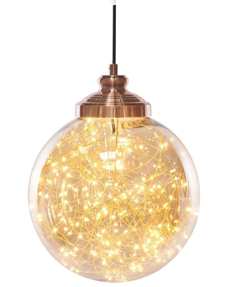 Lampe suspension boule cuivrée BENI petite IP44 pour salle de bain