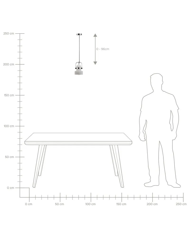 Lampe suspension en béton gris VERDE avec fixation réglable