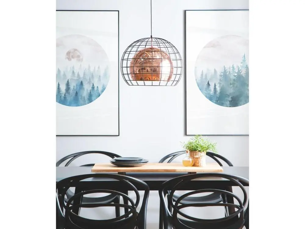 Lampe suspension cuivré LIRI avec diffuseur opale