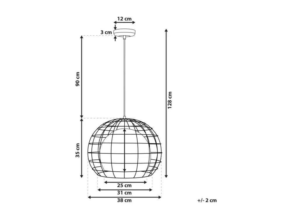 Lampe suspension cuivré LIRI avec diffuseur opale