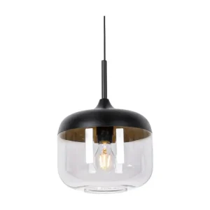 Lampe à suspension design noire avec verre doré et fumé - Kyan avec LED intégrée non remplaçable