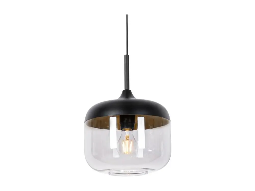 Lampe à suspension design noire avec verre doré et fumé - Kyan avec LED intégrée non remplaçable
